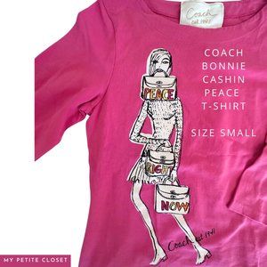 Coach 1941 Bonne Cashin Peace Women’s Boatneck Pink Long Sleeve T-Shirt Size S